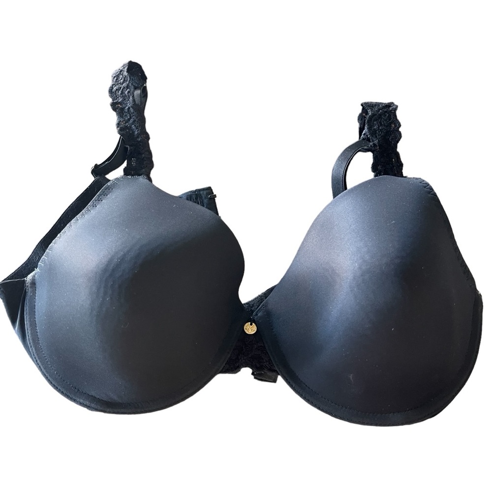 Natori Pure Luxe Custom Full Coverage Black Bra Size 34DD RN #105951